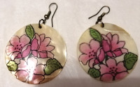 Hand Painted Mother of Pearl earrings NEW