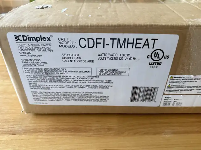 Dimplex Direct-Wire Electric Heater –Supplemental Heat in Heaters, Humidifiers & Dehumidifiers in Kitchener / Waterloo - Image 3