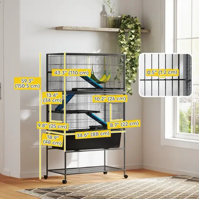 59" 5-Level Small Animal Cage, Rolling Ferret Cage with 6.3"  in Accessories in Markham / York Region - Image 3