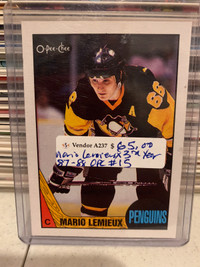 Mario Lemieux 2nd Year 1987 Topps #11 Rare Sticker Card, Penguins