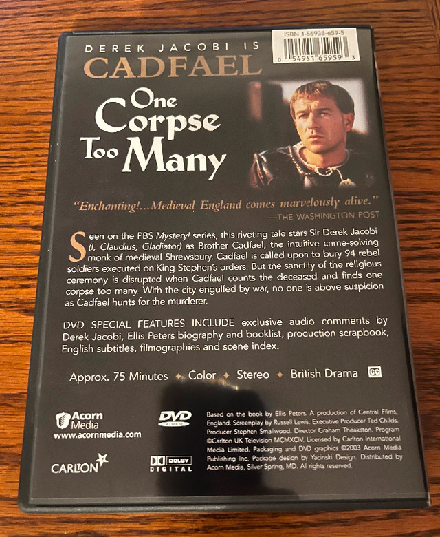 Brother Cadfael DVD “One Corpse Too Many” Medieval Mystery in CDs, DVDs & Blu-ray in Oakville / Halton Region - Image 2