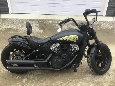 For sale, is a 2020 Indian Scout Bobber with ABS in rare (Thunder Black Smoke) color with custom pai...