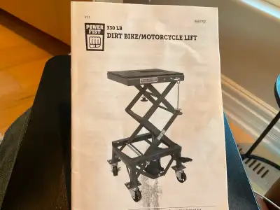 330 lb. Power Fist/ motorcycle Lift. Used once for 1 hour, no longer need.