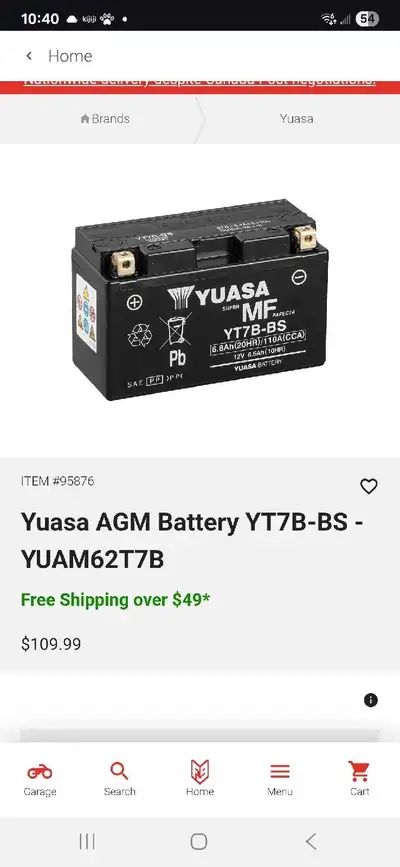 Used battery in mint condition Been kept on trickle charger