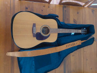 Norman b20 (6) string acoustic guitar with strap & travel case