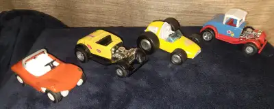 Tonka pressed tin mini. Orange dune buggy some paint loss 30.00 Mod rod roadster nice shape $40.00 T...
