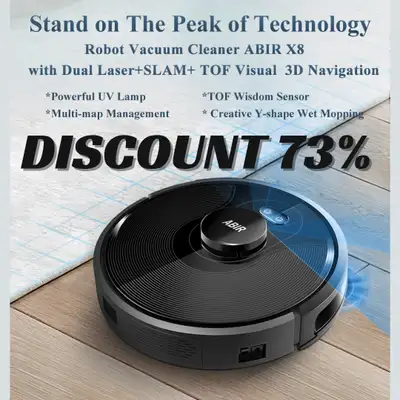 ABIR X8 Robot Vacuum Cleaner, Laser System, Multiple Floors Maps, View more