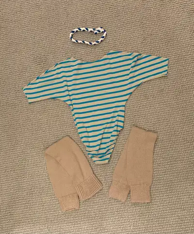 Women’s 80s bodysuit, leg warmers, headband costume, View more