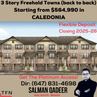FREEHOLD TOWNS IN CALEDONIA FROM $564990