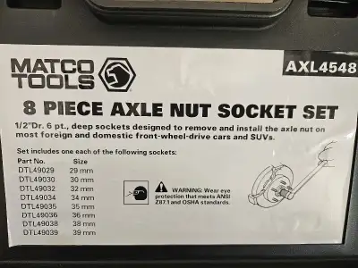 Matco axle nut socket set, View more