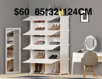 8 Tier Shoe Storage Cabinet 32 Pair Plastic Shoe Shelves Organiz