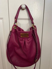 Marc Jacobs Classic Q Hillier Hobo Bag Burgundy Pink Leather Tot