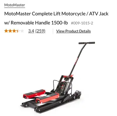 MotoMaster Complete Lift Motorcycle / ATV Jack w/ Removable Handle 1500-lb #009-1015-2 Retails: $199...