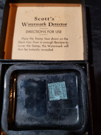 Vintage Scott's Watermark Detector for stamps, with original box