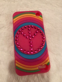 couvercle pour Iphone 5 et 5S rose peace and love