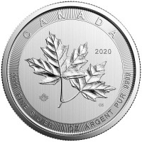 2020 $50 MAGNIFICENT SILVER CANADIAN MAPLE LEAF 10 OZ 9999 PURE