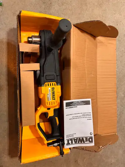 I'm selling a DeWalt FLEXVOLT Right Angle Drill, model DCD470. It's in new condition and comes with...
