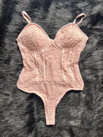 Pink Wet Seal Lace Bodysuit (size small), View more