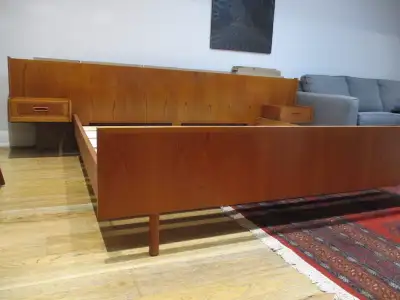 MCM, Teak King Bed Frame with 2 Floating Tables, View more
