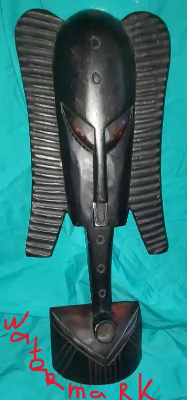 VINTAGE, GHANA AFRICAN HAND CARVED MASK, LABELLED, View more