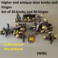 Antique Door Knob + Hinge - High End, Solid Brass (19knb/36hng)