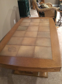 Coffee Table,  Solid Oak ,  leaf tiled surface. Great deal!,