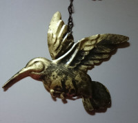 Vintage Rare Brass Hummingbirds Garden Charm Hanger
