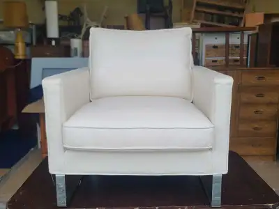 Leather Armchair - Cream Colour, View more