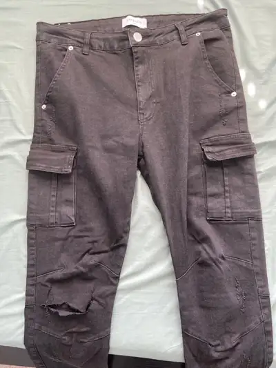 Reputation studios Black cargo denim jeans, View more