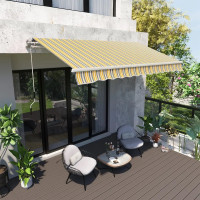 12' x 10' Retractable Awning Patio UV Resistant Fabric
