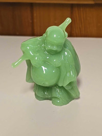 Jadeite Glass Buddha Figure 3x3.5