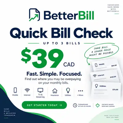 Quick Bill Check – Find Savings on Up to 3 Bills | $39, View more