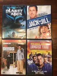 Three Adam Sandler DVDs and Planet of the Apes DVD - $2 each