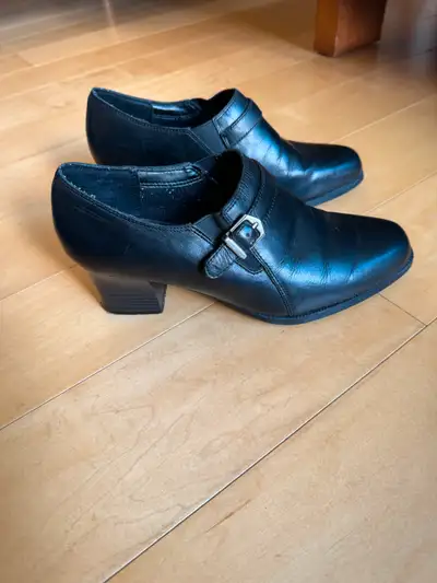 Size 9, ladies black leather shoes - like new condition, View more
