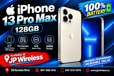 Apple iPhone 13 Pro Max | 128GB- Unlocked- 100% Battery Health, View more