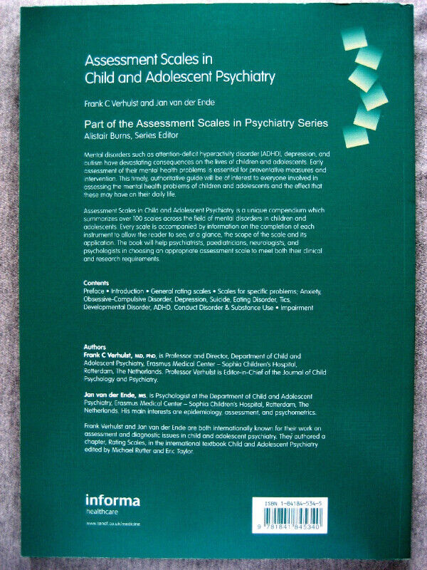 BRAND NEW - Assessment Scales in Child and Adolescent Psychiatry in Textbooks in London - Image 2