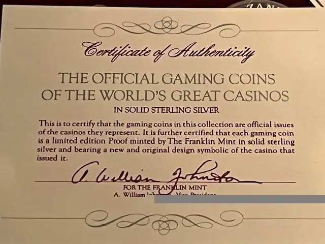 Official Gaming Coins of the World's Great Casinos silver tokens in Arts & Collectibles in Ottawa - Image 10