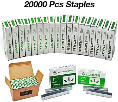NEW Uniteco Standard Staples, Silver, 20000 Count, 8mm/10 Box, 6, View more