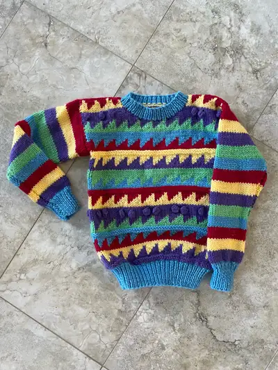 Vintage Handmade Knit Kids Sweater, View more