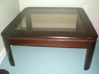 Solid Oak Coffee & End Tables with Glass Inserts, View more