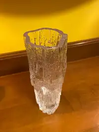 Vintage Tapio Wirkkala Iittala Finlandia Clear Glass Bark Vase