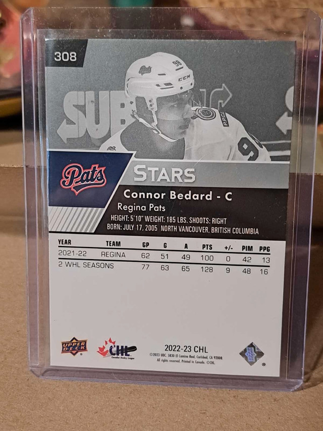 CHL Card- Connor Bedard #308 Stars in Hobbies & Crafts in City of Toronto - Image 2