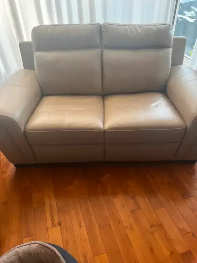 Leather couch and love seat, View more