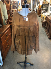 Vintage buckskin leather fringe jacket shirt 