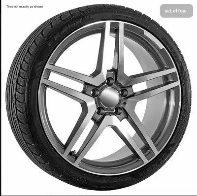 19 inch 5 spoke replica wheels Gunmetal finish with michelin pilot alpine snow tires 255/45/r19 with...