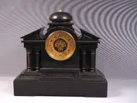 Ad Mougin Deux Medailles Antique French Slate Case Mantel Clock