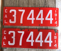 Vintage matching pair California licence plates