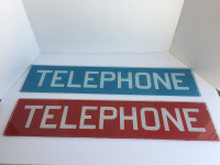 REDUCED Vintage Glass Telephone Signs