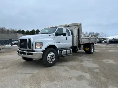 2023 Ford F750 dump truck, Aluminum tool box and dump box, fold down sides, aluminum side storage bo...
