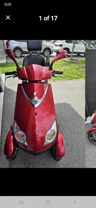 EW-72 scooter capable of reaching 15 miles per hour. Maximum rider weight of 500 lb. Powered by a 70...